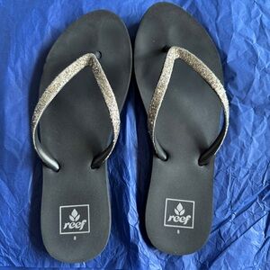 REEF | Women's Stargazer flip flop black/coarse gold glitter size 8